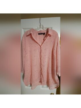 Attention Pink Floral Button-Up Blouse Womens XL